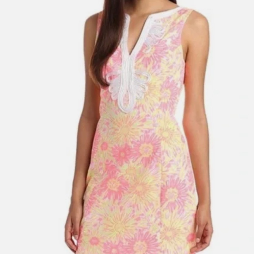 Lilly Pulitzer Janice Shift Dress Resort White Sun Kissed Pink Yellow